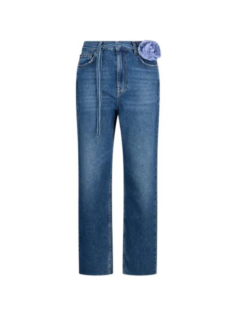 frayed-hem belted straight-leg jeans by LIU JO