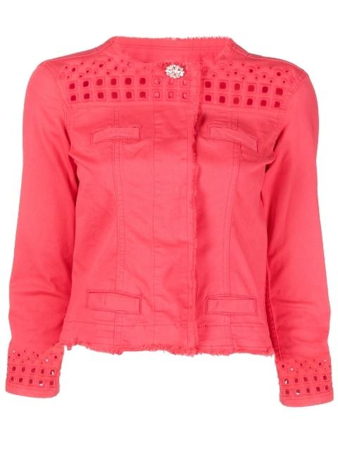 frilled-neckline cropped jacket by LIU JO