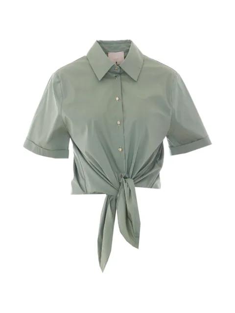 front-tie short-sleeve cotton shirt by LIU JO