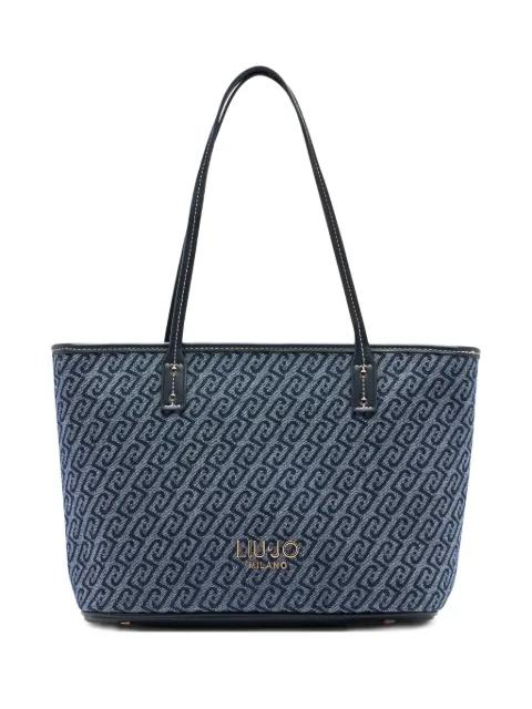 jacquard denim tote bag by LIU JO