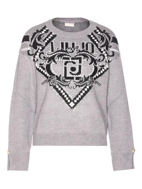 jacquard-logo crew-neck sweater by LIU JO