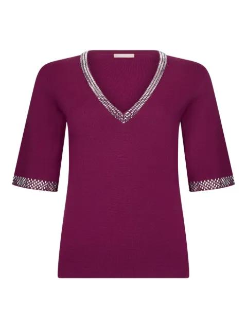 knit T-shirt with gemstones by LIU JO