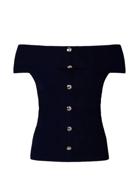 knit bardot-neck top by LIU JO