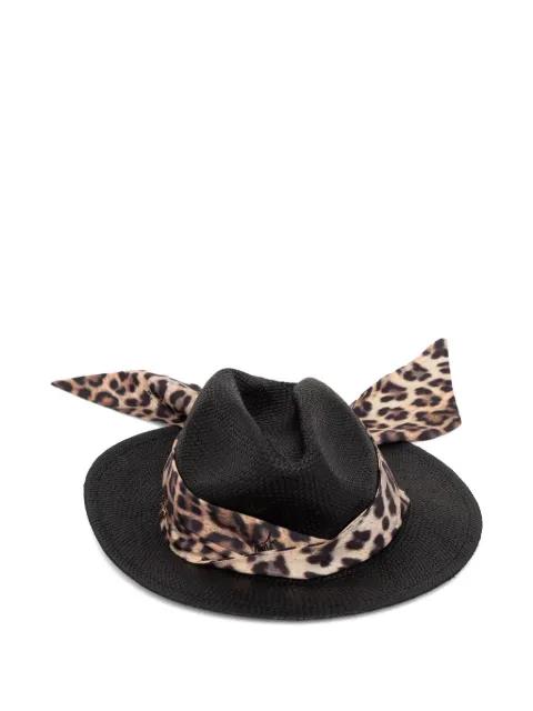 leopard-print-foulard fedora hat by LIU JO