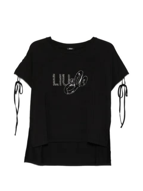 logo-embellished tie-sleeve T-shirt by LIU JO