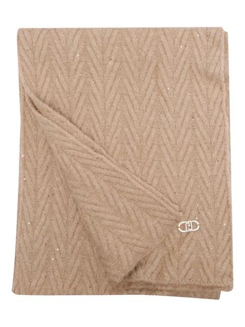 logo-plaque chevron scarf by LIU JO