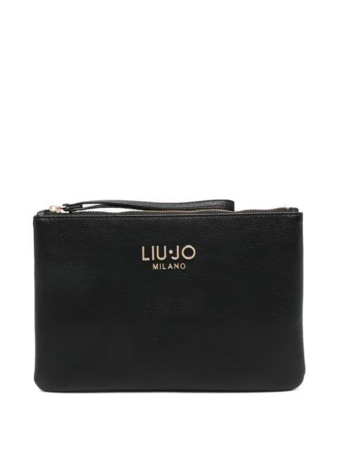 logo-plaque zip clutch bag by LIU JO