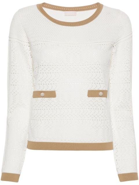long-sleeve pointelle-knit blouse by LIU JO