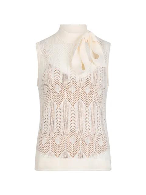 openwork bow-collar knit top by LIU JO