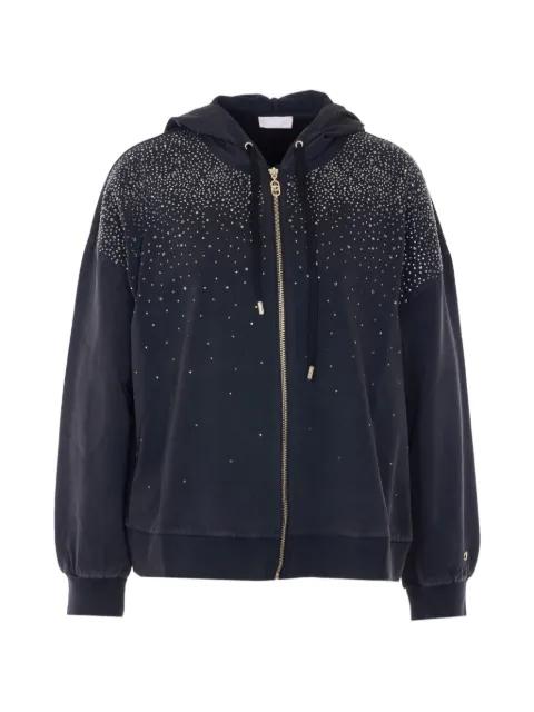 rhinestone-embellished zip-up hoodie by LIU JO