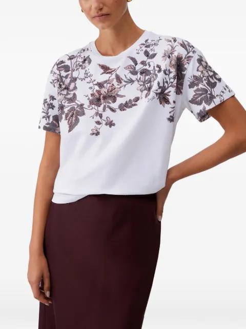 rhinestone-embellishment floral print T-shirt by LIU JO