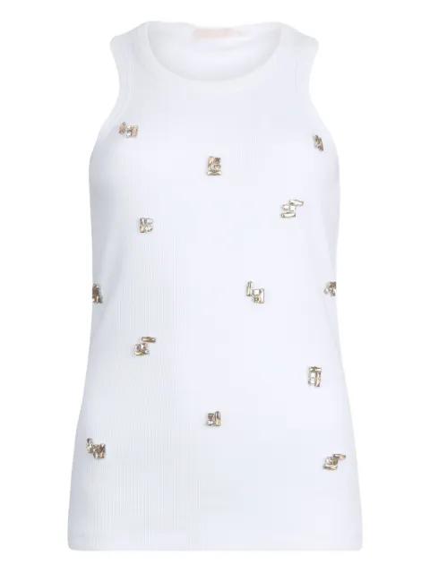 ribbed bejewelled tank top by LIU JO