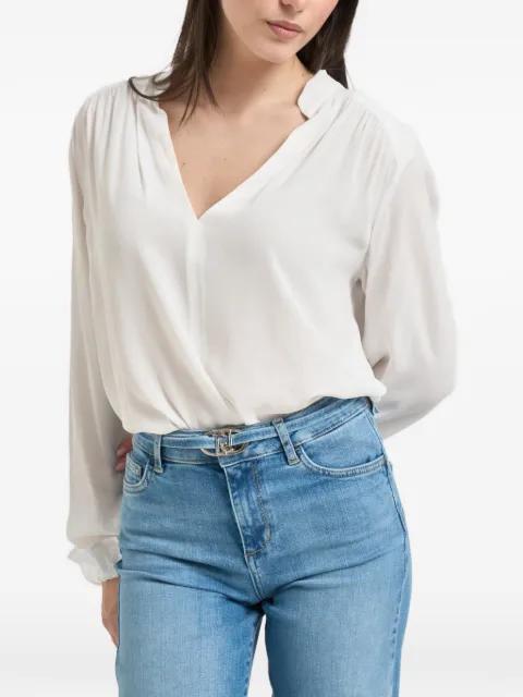 ruffled-cuff V-neck shirt by LIU JO