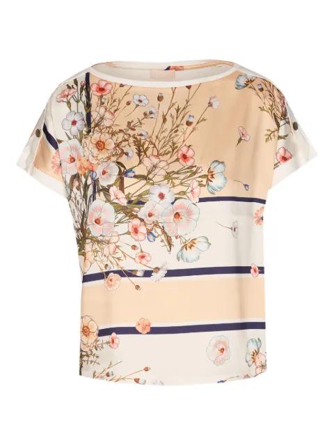 shoulder-buttons floral-print T-shirt by LIU JO