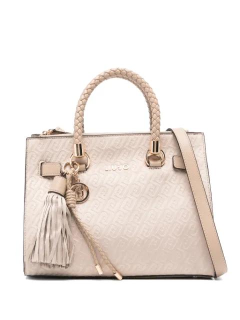 small logo-embossed braided-handle tote bag by LIU JO