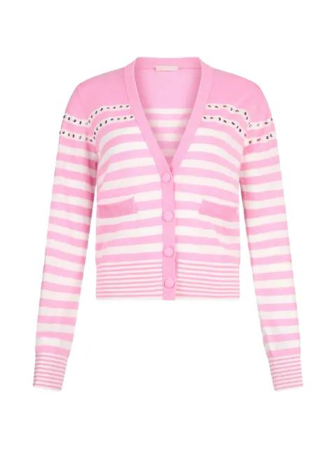 striped jewel- appliqué cardigan by LIU JO
