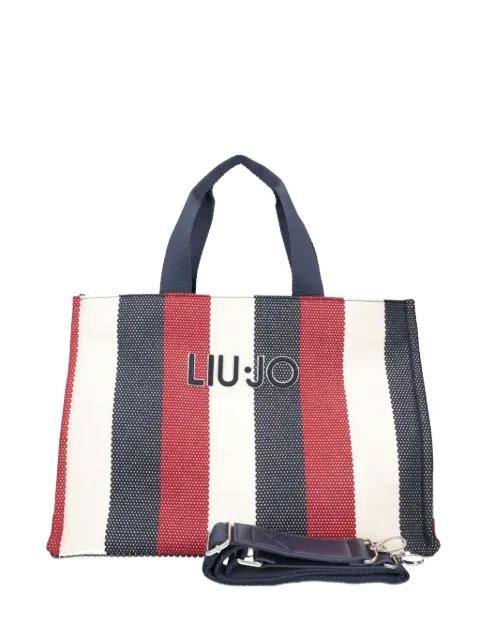 striped logo-patch tote bag by LIU JO