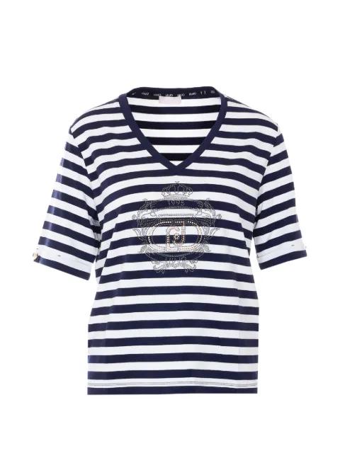 striped-pattern V-neck T-shirt by LIU JO