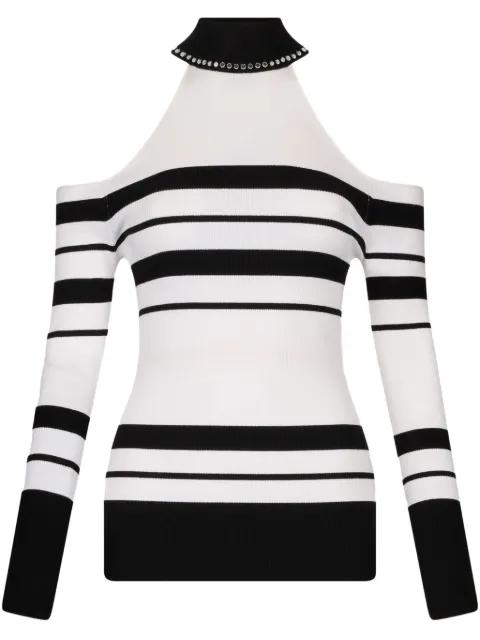 striped stud-detail sweater by LIU JO