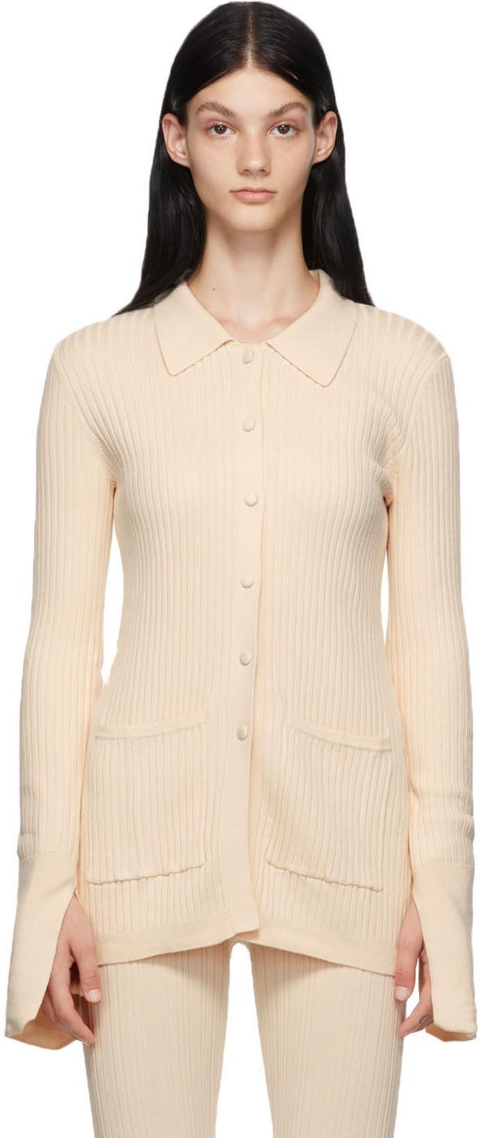 Off-White Tuxedo Cardigan by LIVE THE PROCESS