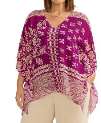 Bandana Print Chiffon V-Neck Top by LIVE UNLIMITED