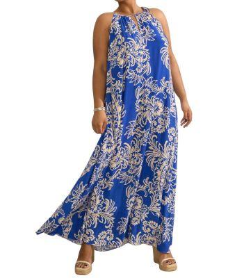 Floral Print Halter Neck Maxi Dress by LIVE UNLIMITED
