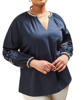 Long Sleeve Embroidered Blouse by LIVE UNLIMITED