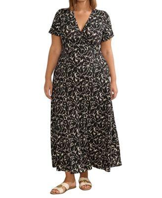 Print Short Sleeve Maxi Wrap Dress by LIVE UNLIMITED