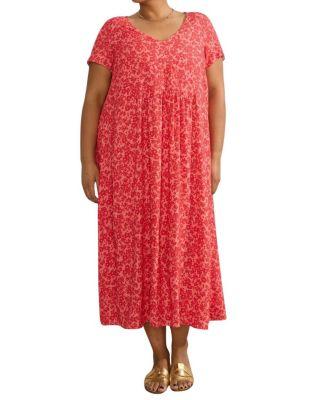 Short Sleeve V-Neck Midi Dress by LIVE UNLIMITED