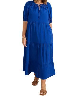 Tiered V-Neck Midaxi Dress by LIVE UNLIMITED