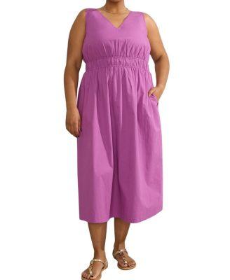 V-Neck Elasticated Waist Dress by LIVE UNLIMITED