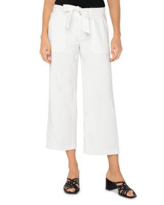 Belted High Rise Crop Wide Leg Jeans in White by LIVERPOOL LOS ANGELES