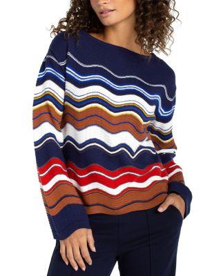 Boat Neck Scallop Hem Sweater by LIVERPOOL LOS ANGELES