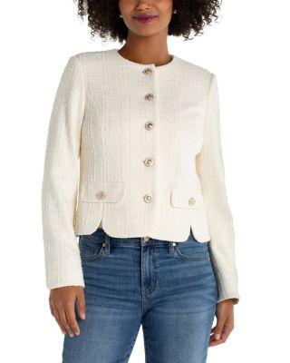 Collarless Boucl&eacute; Jacket by LIVERPOOL LOS ANGELES