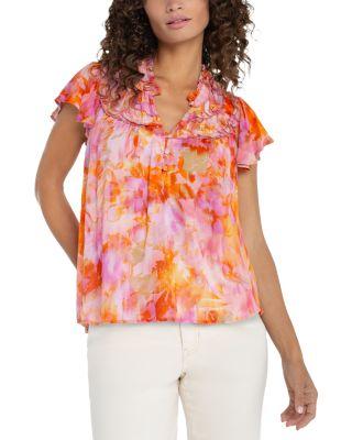 Flutter Sleeve Popover Woven Blouse by LIVERPOOL LOS ANGELES