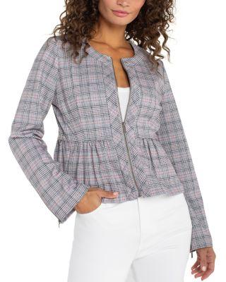Zip Front Peplum Jacket by LIVERPOOL LOS ANGELES PLUS