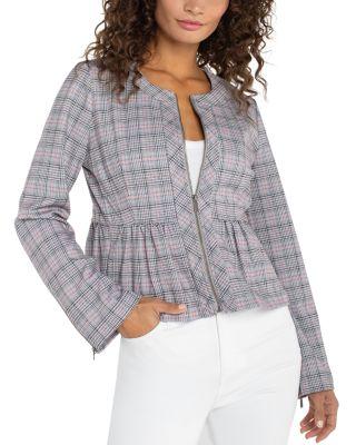 Plaid Peplum Jacket by LIVERPOOL LOS ANGELES