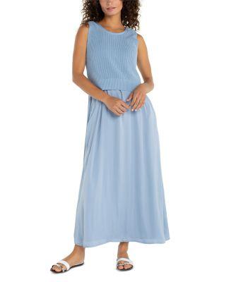 Sleeveless Crewneck Tie Back Sweater Woven Dress by LIVERPOOL LOS ANGELES