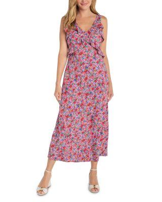 Sleeveless Ruffle Front Woven Maxi Dress by LIVERPOOL LOS ANGELES