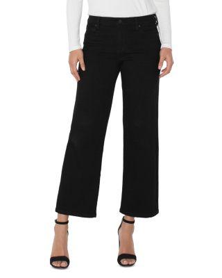 Stride High Rise Cropped Wide Leg Jeans in Black Rinse by LIVERPOOL LOS ANGELES