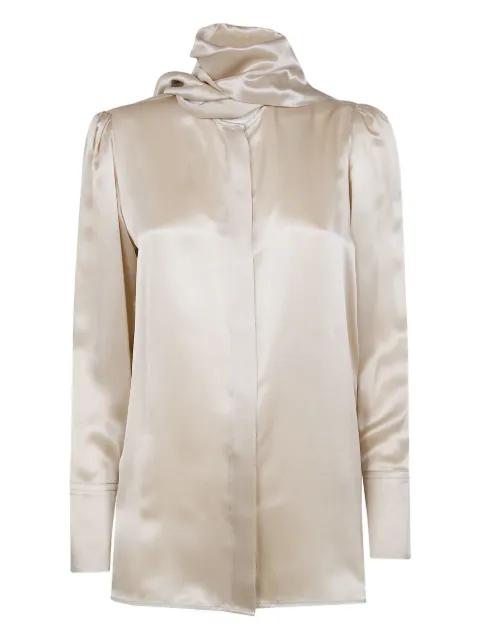 Edna tie-neck long-sleeve shirt by LIVIANA CONTI