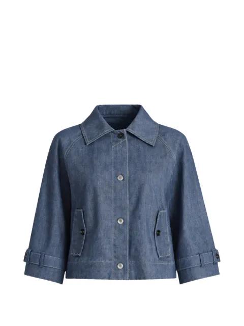 Waylen buttoned rear-pleat denim jacket by LIVIANA CONTI