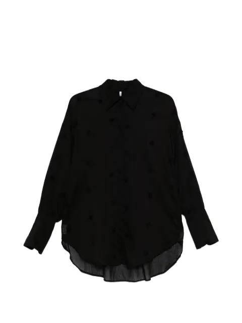 bead-embellished semi-sheer shirt by LIVIANA CONTI