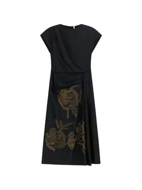 floral-embroidered draped dress by LIVIANA CONTI