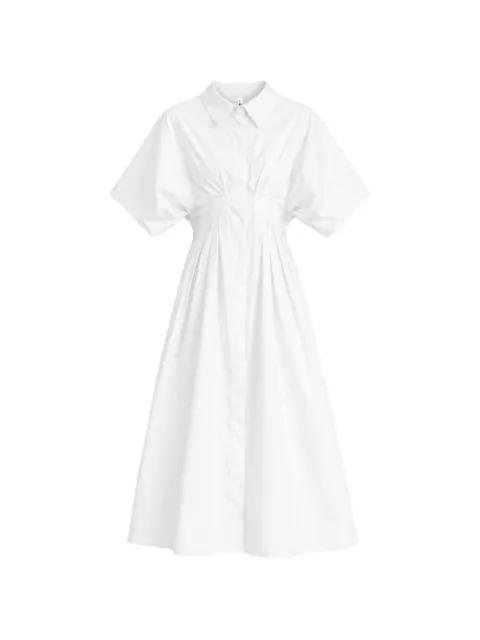 pleated puff-sleeve dress by LIVIANA CONTI