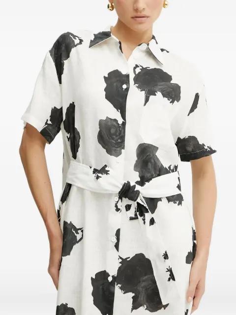 rose-print belted midi shirt dress by LIVIANA CONTI