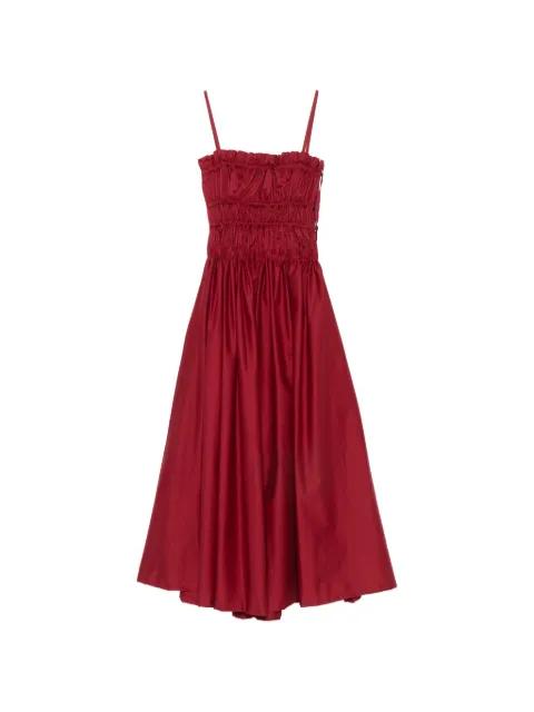 shirred ruffled midi dress by LIVIANA CONTI