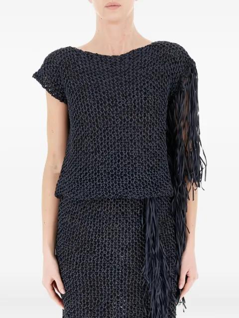 short-sleeves fringed T-shirt by LIVIANA CONTI