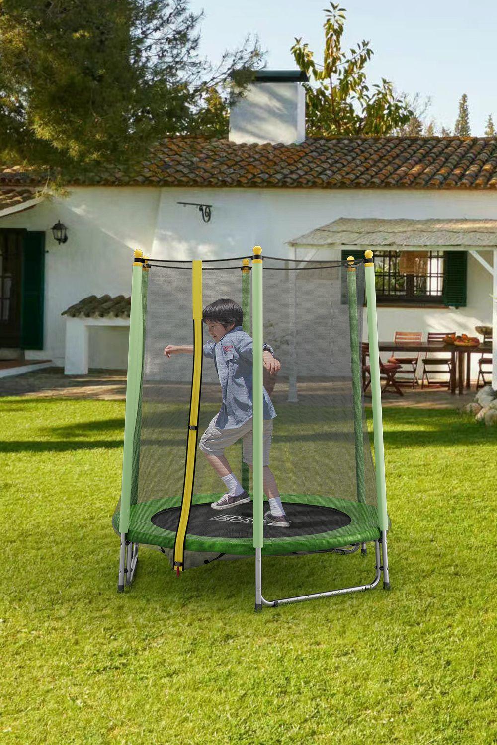 55 in Outdoor Trampoline with Safety Fence by LIVING&HOME