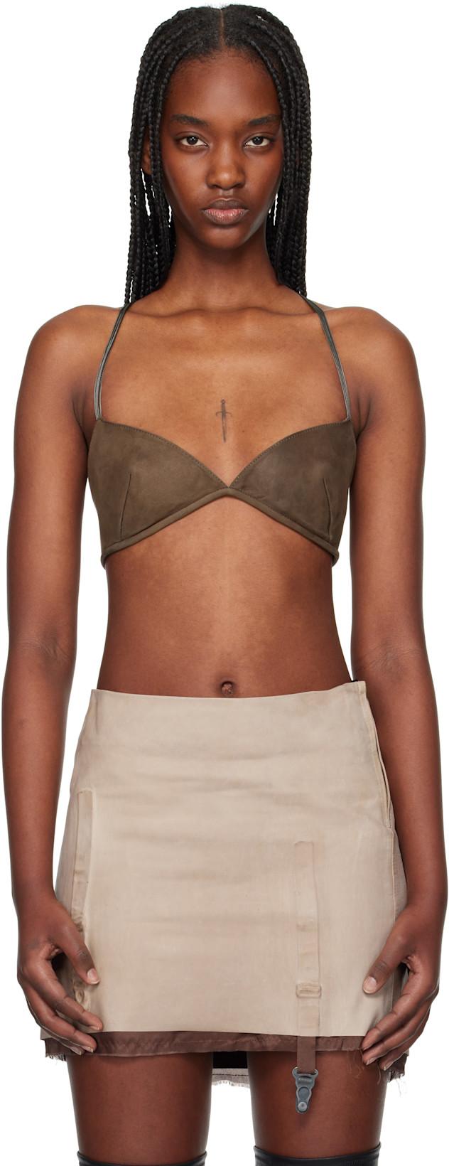 Brown Eros Leather Bra by LIZA KEANE